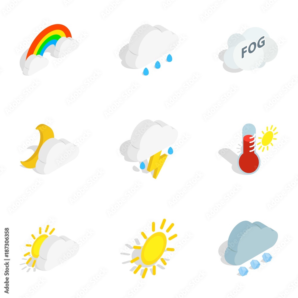 Obraz premium Climate icons, isometric 3d style