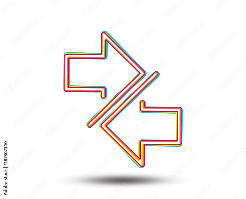 Synchronize arrows line icon. Communication Arrowheads symbol. Navigation pointer sign. Colourful graphic design. Vector Synchronize arrows line icon. Communication Arrowheads symbol. Navigation pointer sign. Colourful graphic design. Vector
