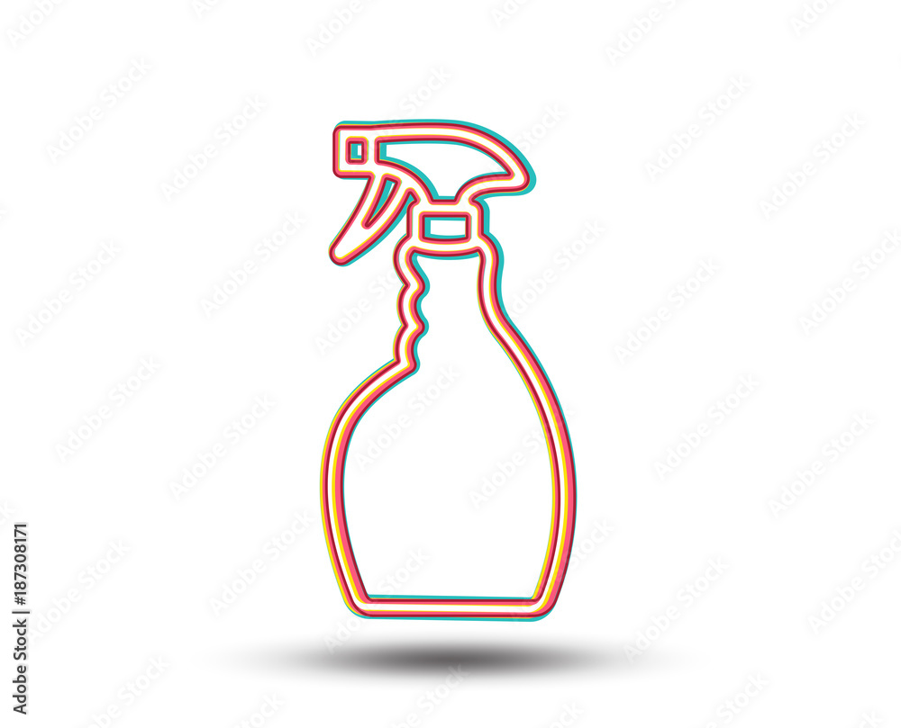 Cleaning spray line icon. Washing liquid or Cleanser symbol. Housekeeping equipment sign. Colourful graphic design. Vector