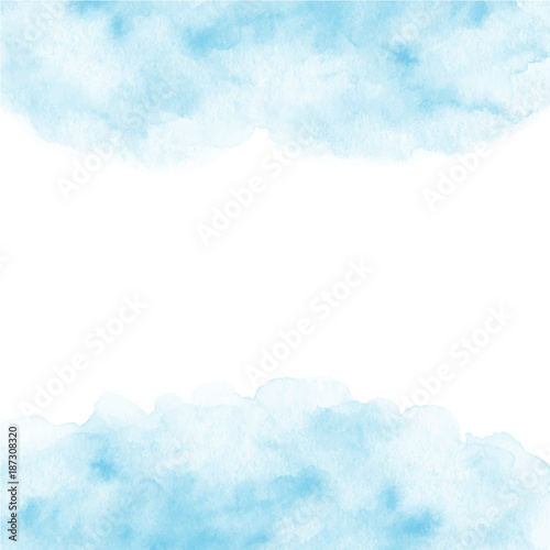 Hand painted blue watercolor frame texture isolated on the white