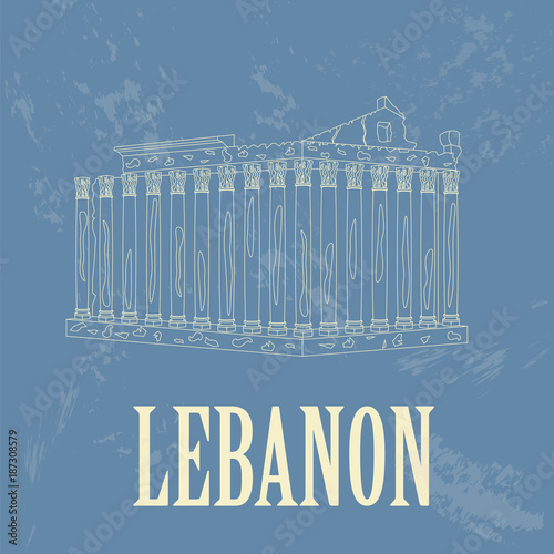 Lebanon landmark architecture. Retro styled image