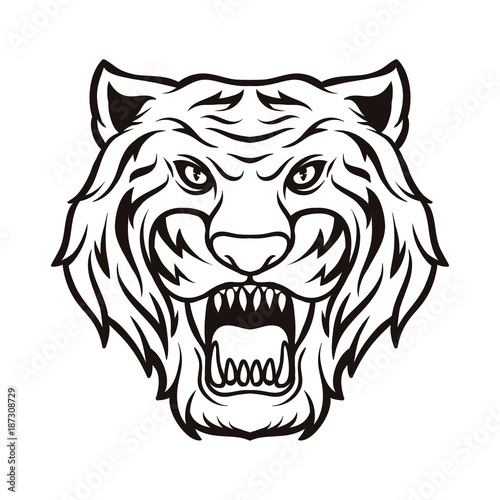 Fototapeta Naklejka Na Ścianę i Meble -  Tiger Silhouette Black and White Animal Logo Vector Icon