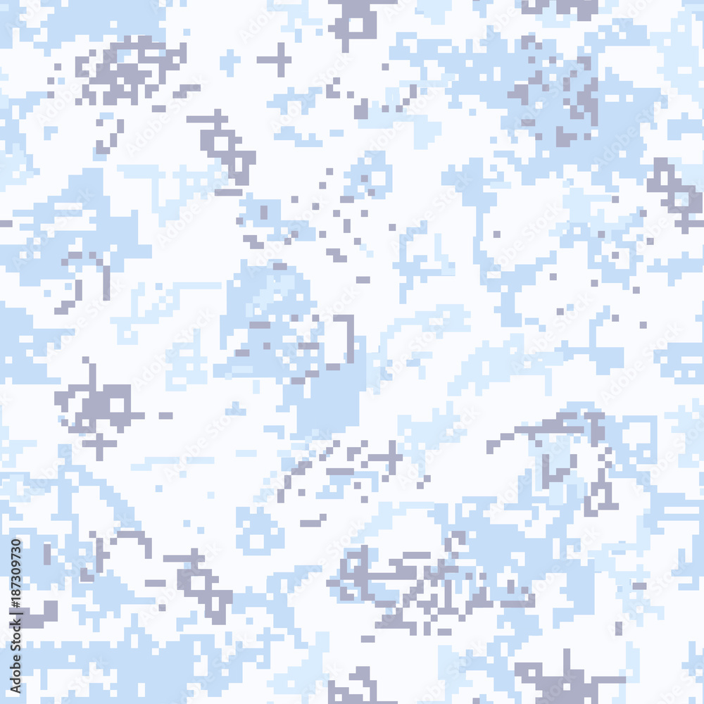 Seamless snow camouflage of pixel pattern
