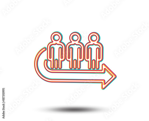 Queue line icon. People waiting sign. Direction arrow symbol. Colourful graphic design. Vector