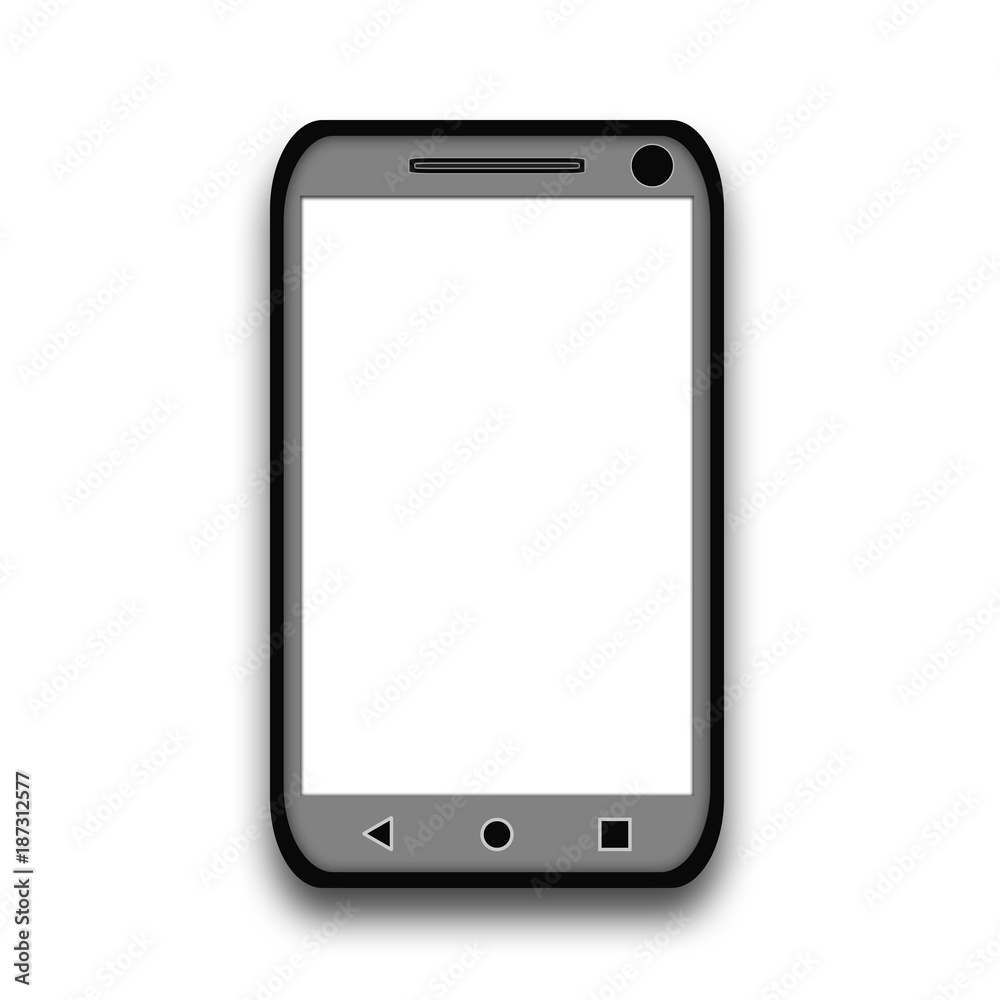 Gray smartphone with white screen isolated on white background. Gray smartphone with white screen isolated on white background.