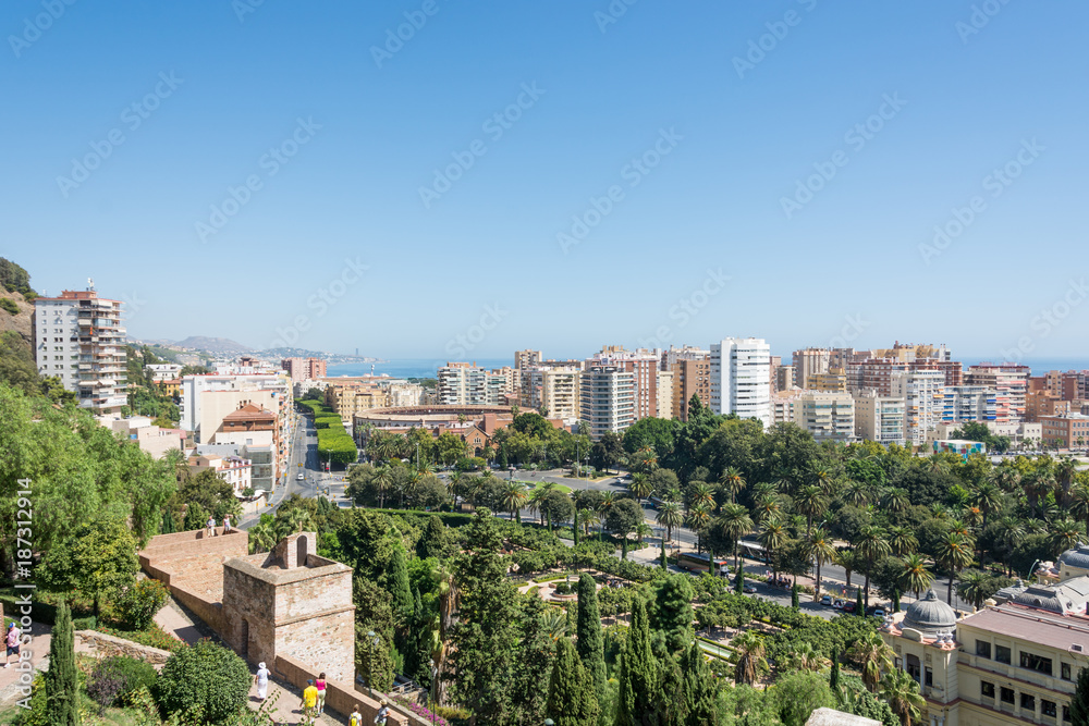 Malaga city panorama, as seen form Gibralfaro castle