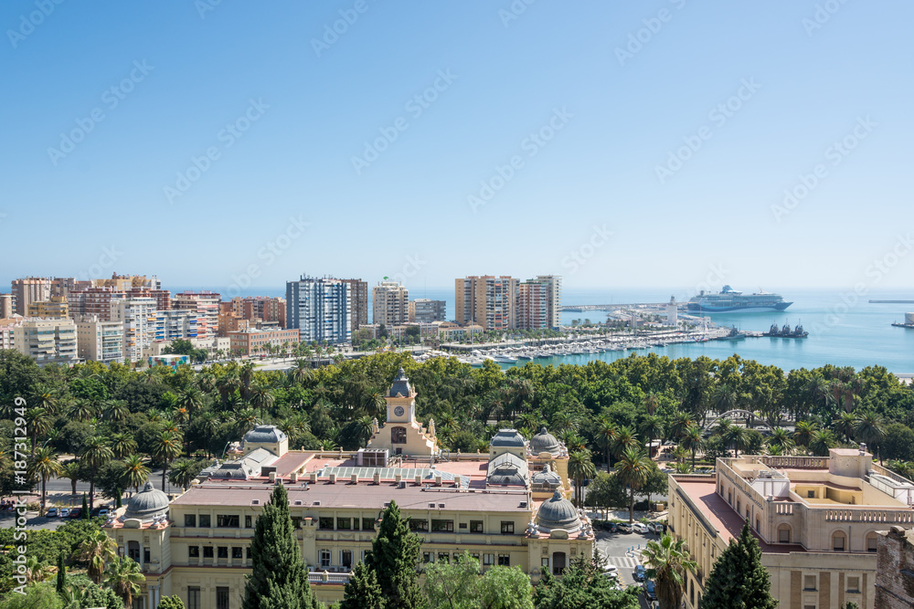 Malaga city panorama, as seen form Gibralfaro castle