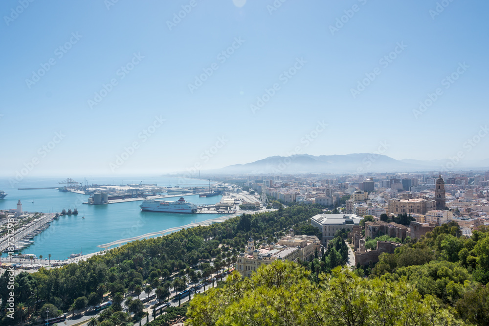 Obraz premium Malaga city panorama, as seen form Gibralfaro castle
