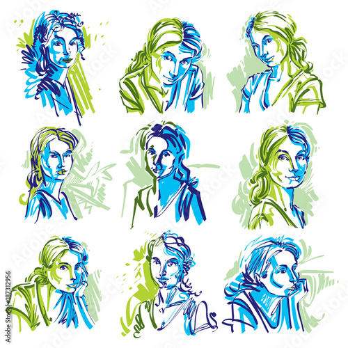 Set of vector portraits of ...