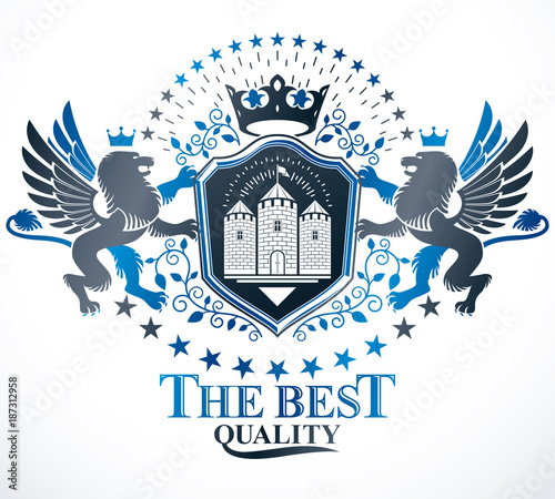 Fototapeta Naklejka Na Ścianę i Meble -  Classy emblem, vector heraldic Coat of Arms.