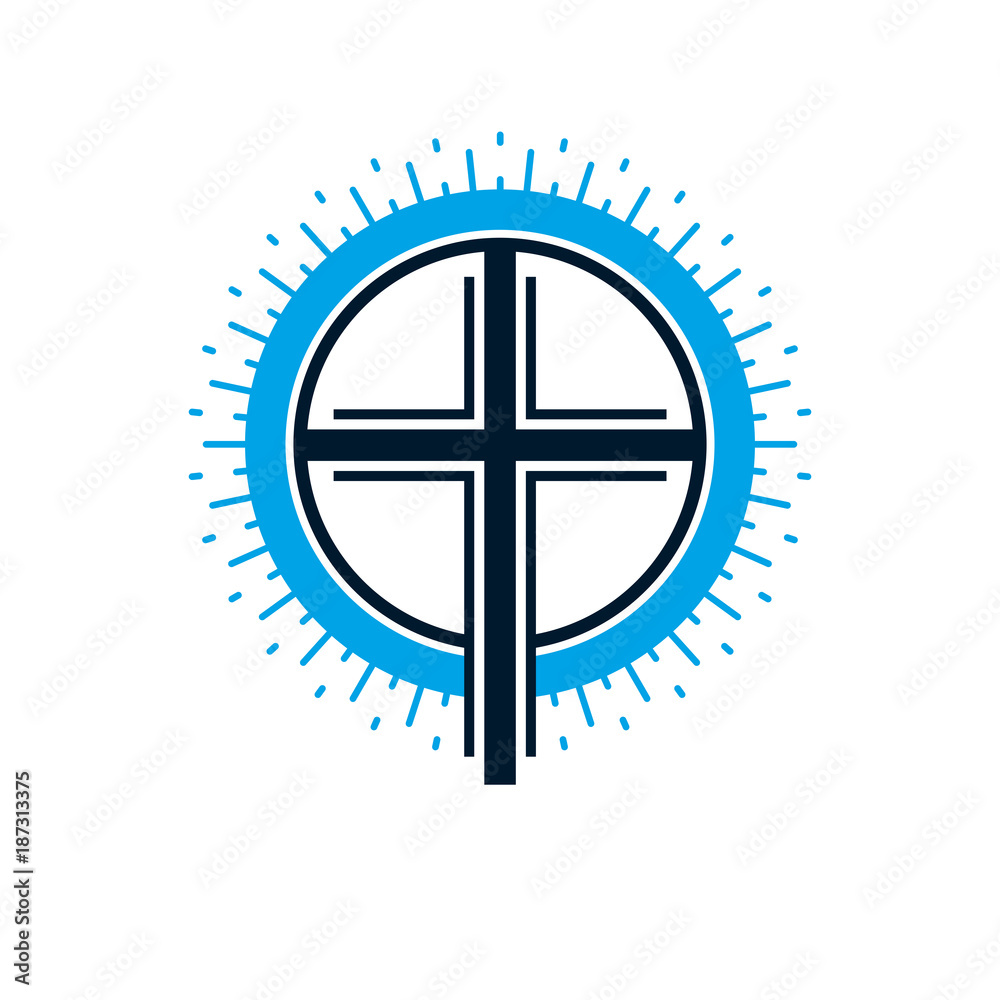 Obraz premium Christian Cross true belief in God vector symbol, Christianity religion icon.