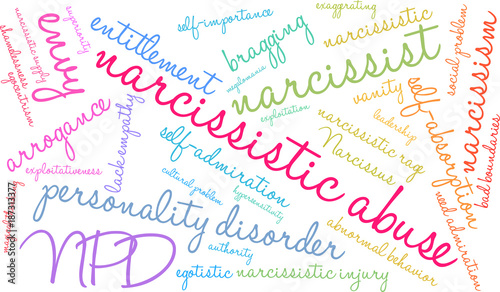 Narcissistic Abuse Word Cloud on a white background.  photo