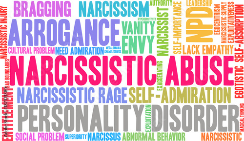 Narcissistic Abuse Word Cloud on a white background. 