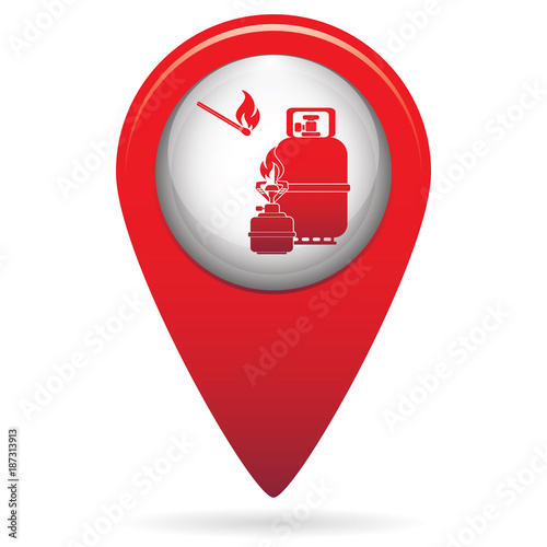 Camping stove with gas bottle icon vector