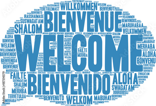 International Welcome Word Cloud. Each word used in this word cloud is another language's version of the word Welcome.
