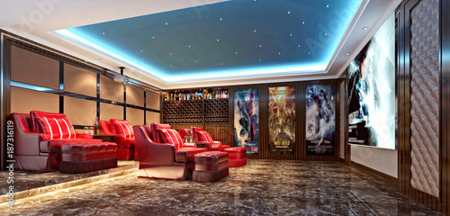 Foto 3d render of home theater room
