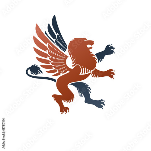 Winged Gryphon, mythical an...