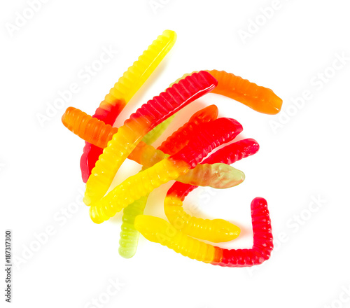 jelly worms isolated on white