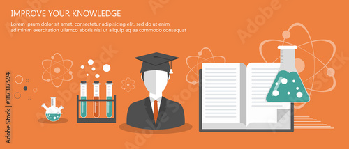 Education banners. On line learning, tutorials, professional education. Flat vector illustration