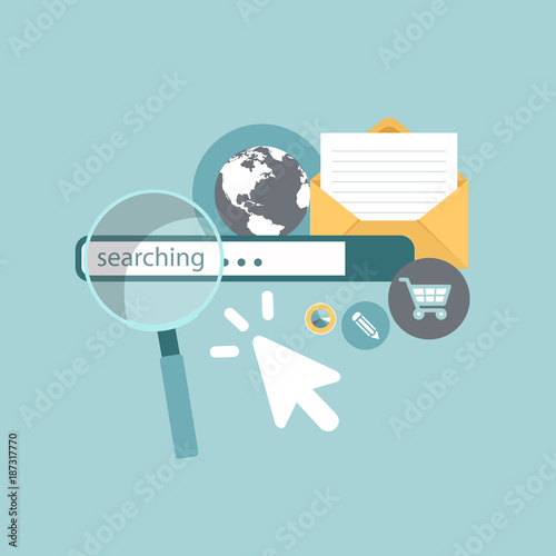 Search engine marketing concept. Flat vector illustration
