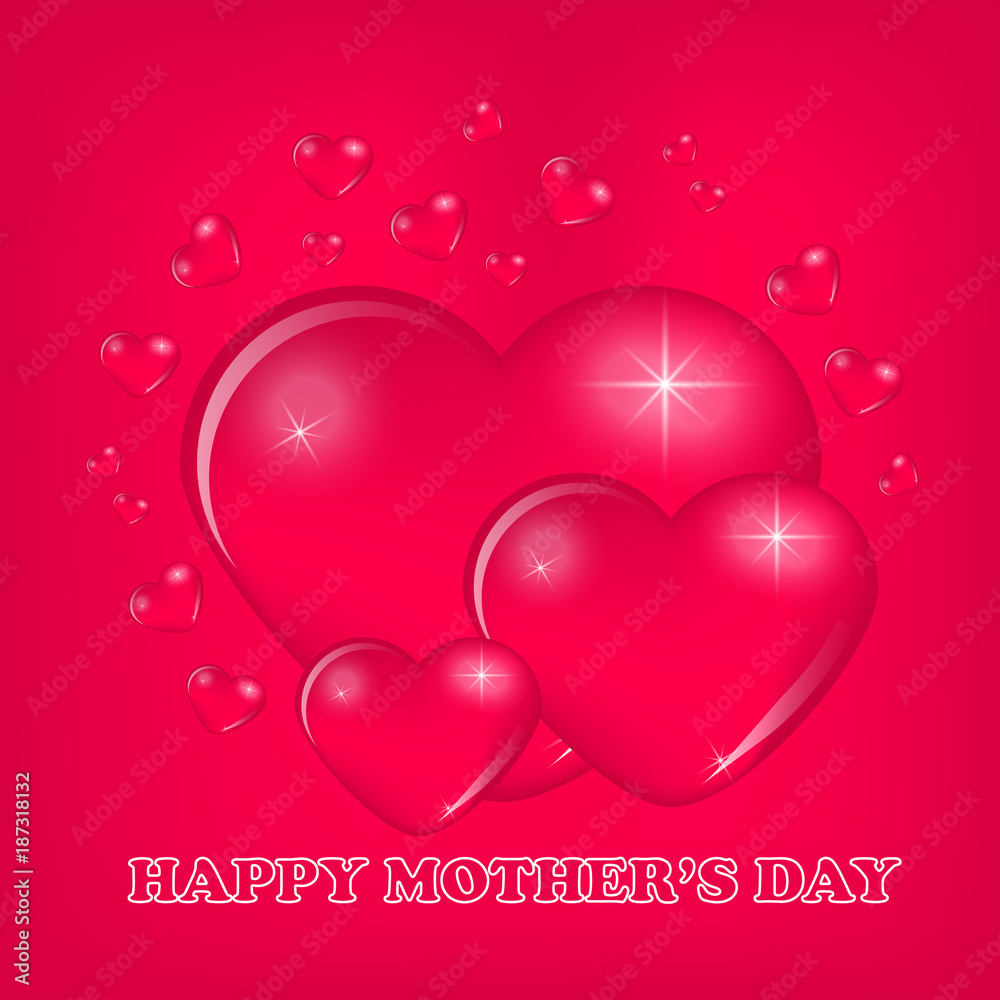 Happy Mother Day Card Design hearts.