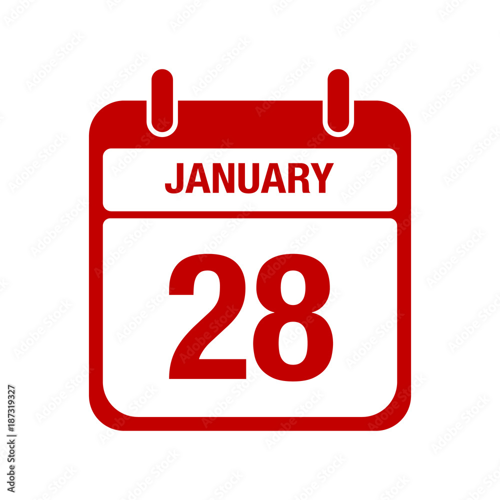 28 January calendar red icon. twenty eight
