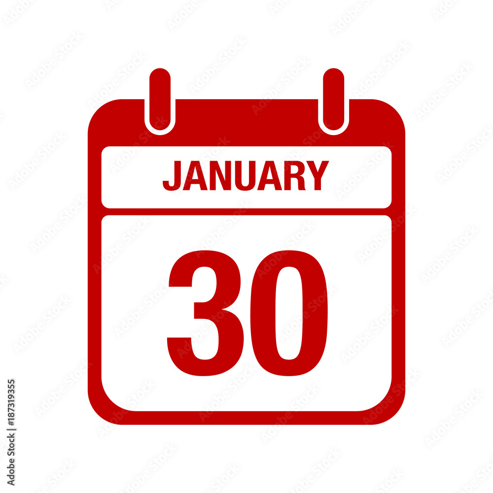 30 January calendar red icon. thirty 30 January calendar red icon. thirty