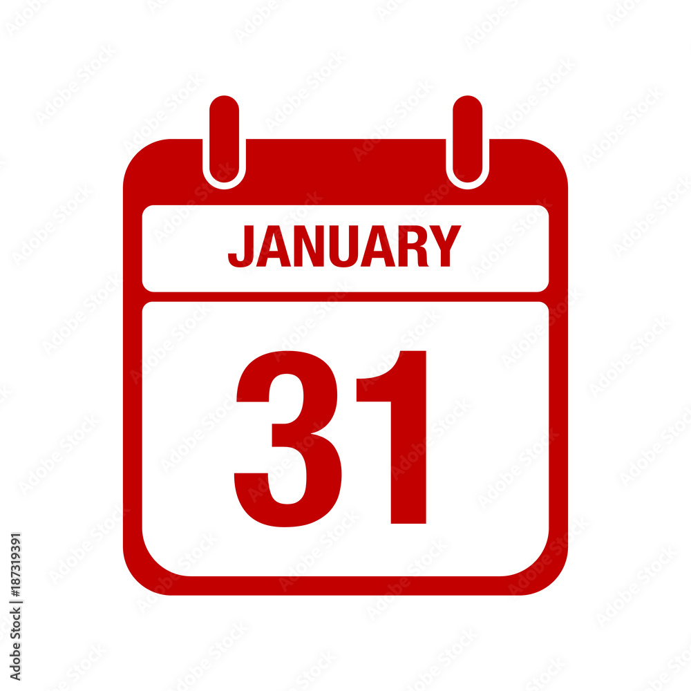 31 January calendar red icon. thirty one Stock Vector | Adobe Stock