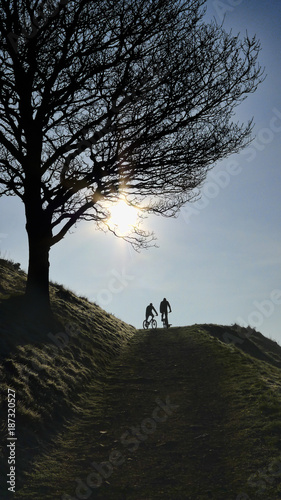 cyclists on the Malvern Hills Worcestershire