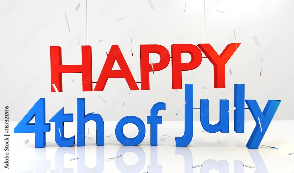 Happy 4th of July 3D text - Copyspace 