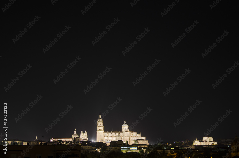 salamanca de noche desde el rio tormes