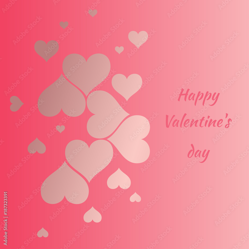 Happy Valentines day. Pink  heart. The holiday of lovers. Vector illustration. Pattern.