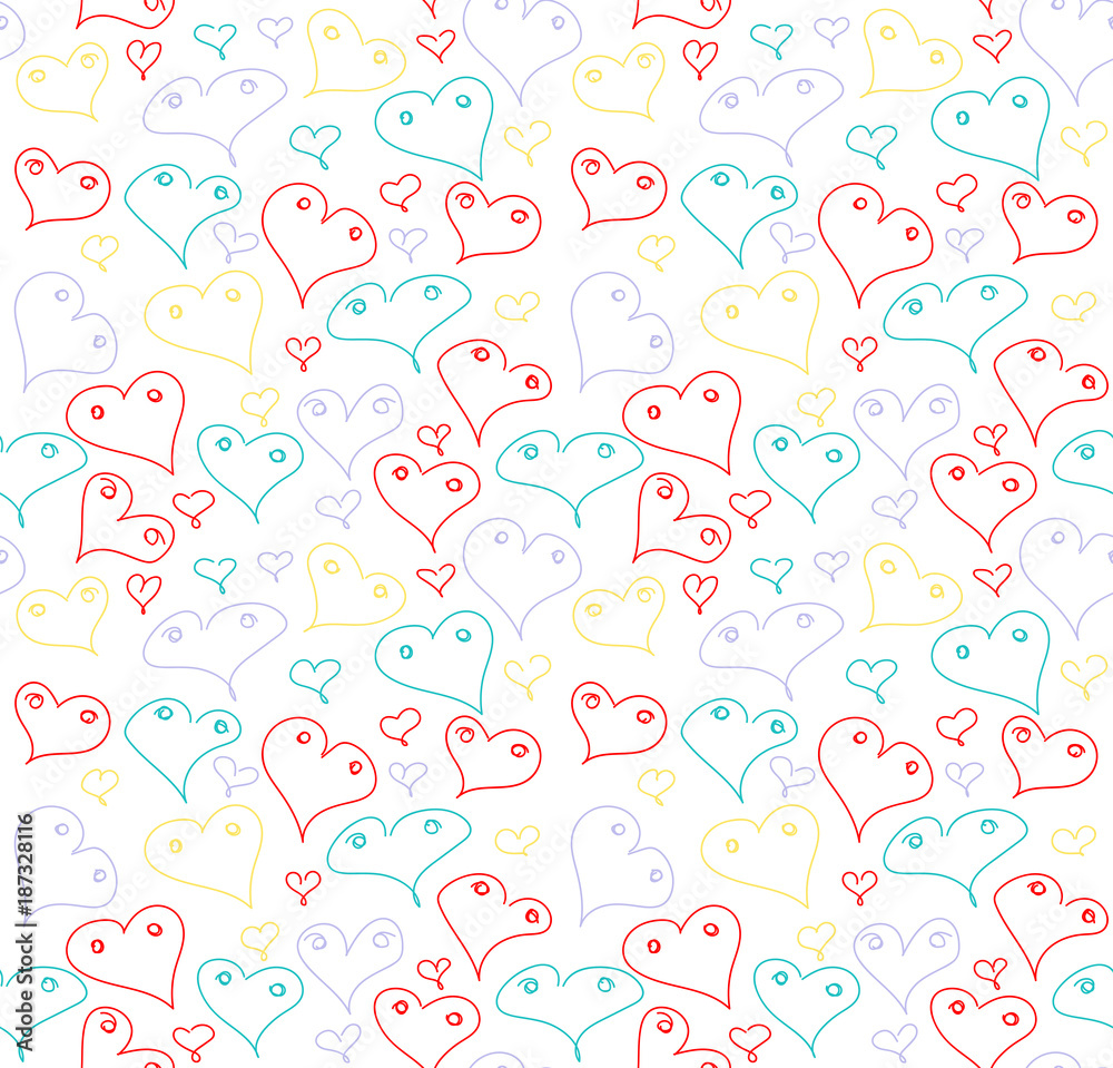 Red hearts seamless pattern. illustration
