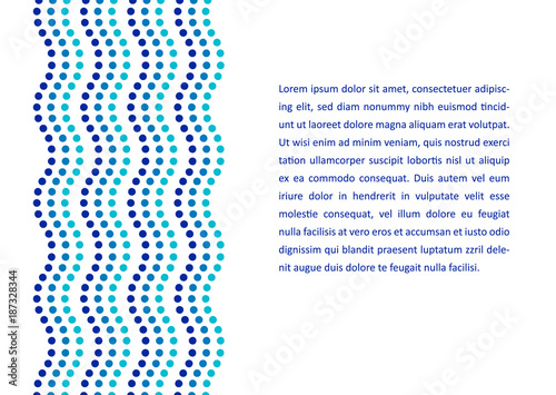 Blue and white dot art wavy lines ethnic australian template with a copy space, vector