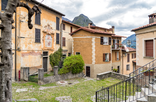 Narrow streets of Castello Valsolda. is a small village of ancient origin in the municipality of Valsolda, located on Lake Lugano province of Como, Italy © EleSi