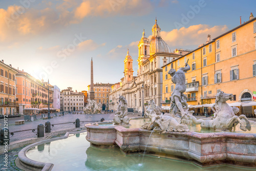 Wallpaper Mural Fountain of Neptune on Piazza Navona, Rome, Italy