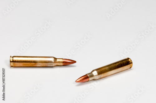 A pair of isolated 223 cartriges on a white background