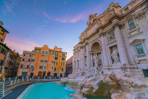 View of Rome Trevi Fountain (Fontana di Trevi) in Rome, Italy