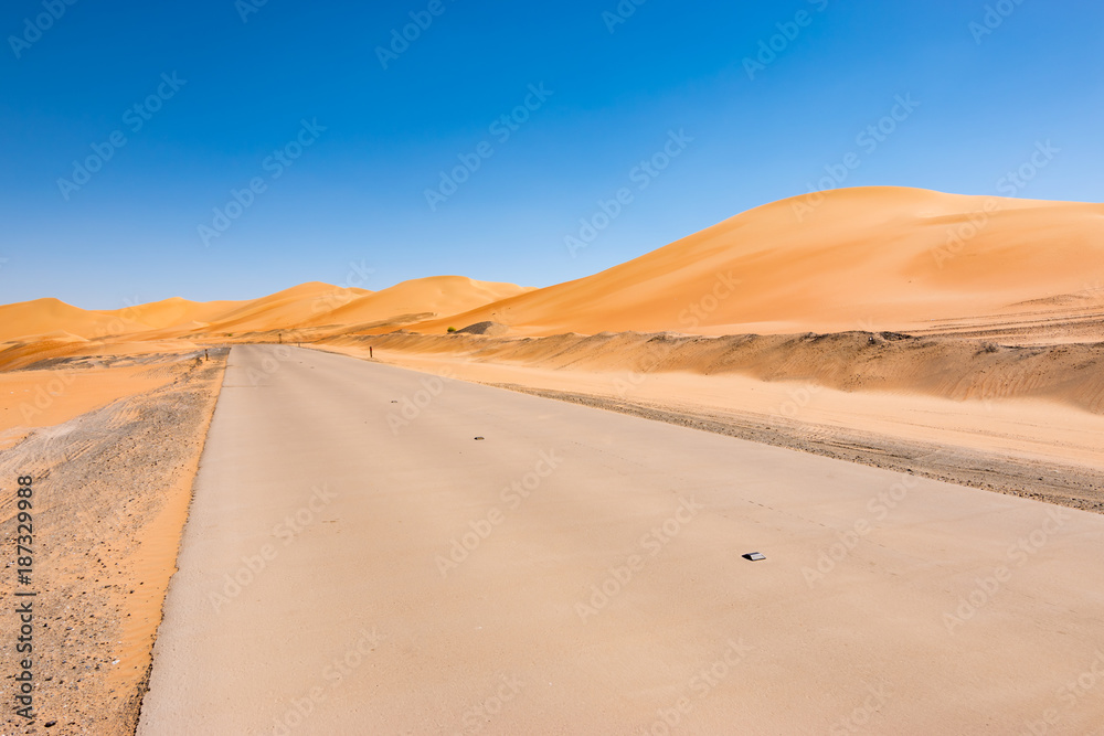 Empty desert road.