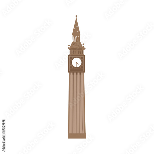 London Big Ben clock tower, England, United Kingdom symbol and tourist attraction, cartoon vector illustration isolated on white background. Cartoon style Big Ben clock tower, London, England symbol