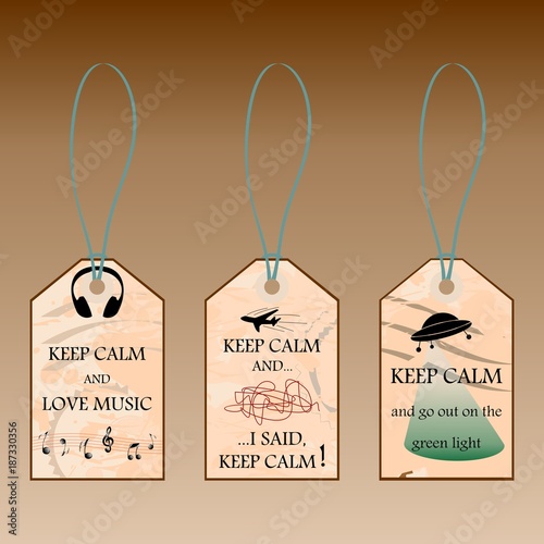 Labels with Keep calm text