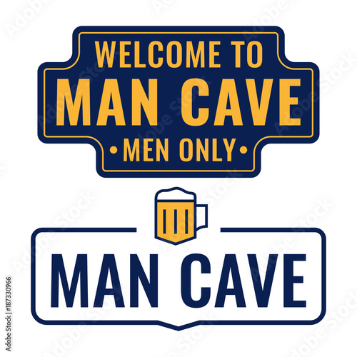 Man cave. Badge, icon, logo, signboard. Vector set illustrations on white background.