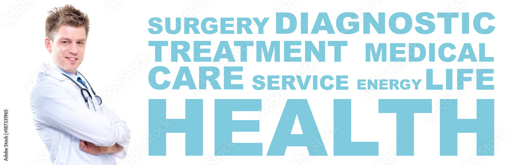 medical web banner concept with handsome doctor medical web banner concept with handsome doctor