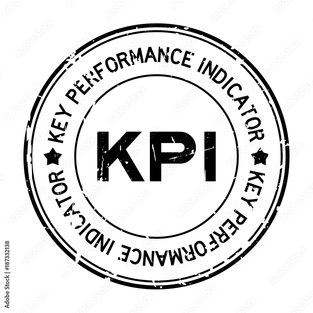 Grunge black KPI word (Abbreviation key pearformance indicator) round rubber seal stamp on white background