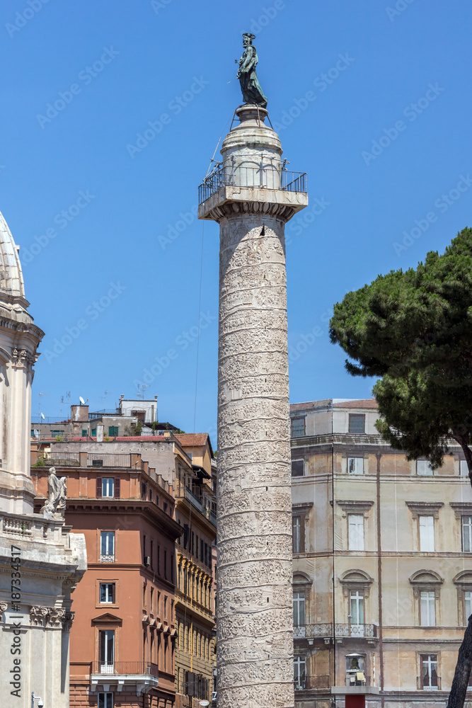 Obraz premium Amazing view of Trajan Column in city of Rome, Italy
