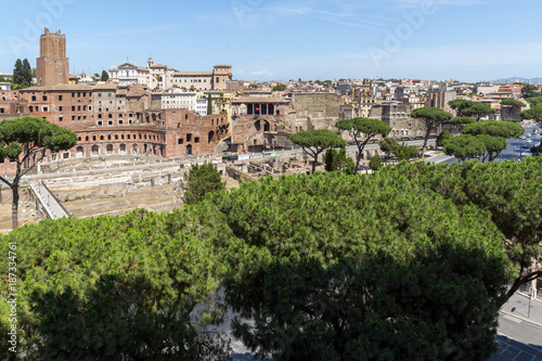 Panoramic view of City of Rome from the roof of  Altar of the Fatherland, Italy