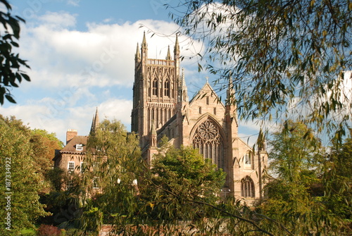 Worcester cathedral viewed from across the river Severn photo