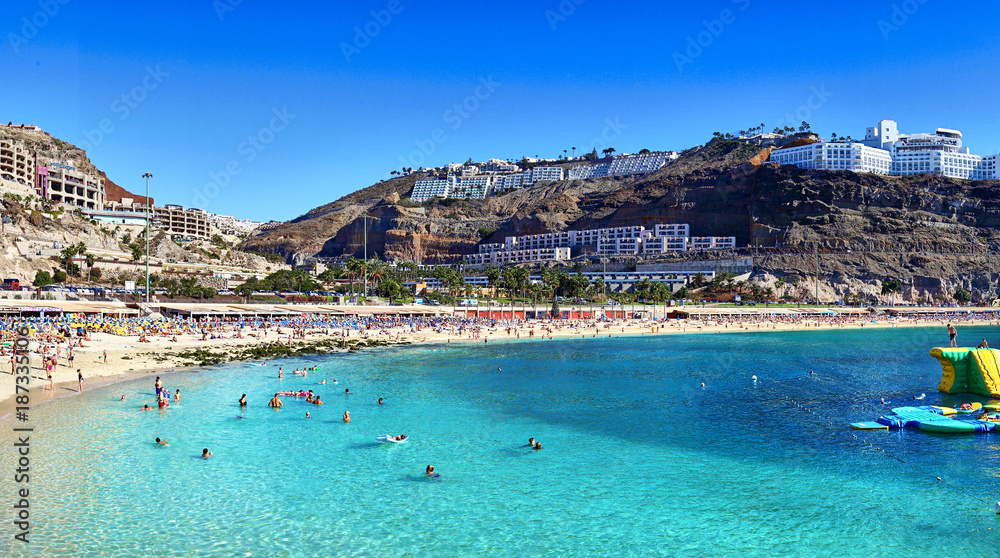 
Bay of Amadores Beach in Gran Canaria in Spain / Beach not far from Playa del Ingles 