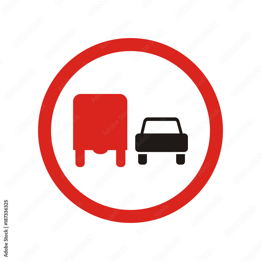 Overtaking to lorries is prohibited sign Overtaking to lorries is prohibited sign