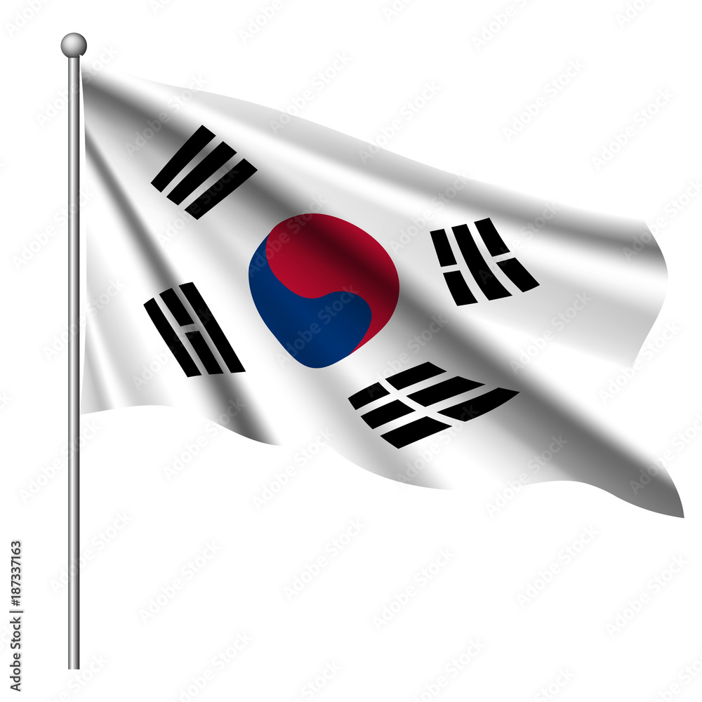 South Korea flag background with cloth texture. South Korea flag background with cloth texture.